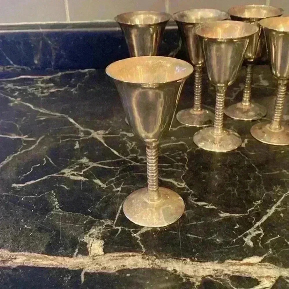 Vintage metal Goblet Chalice Wine Cup Modern Mid  Century Metal Glasses Stemware - Picture 3 of 16